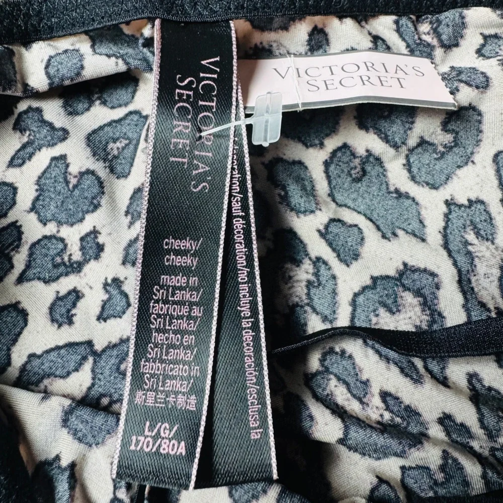 Victorias Secret Leopard Print Lace Strappy Cheeky Panty Large 4YNY